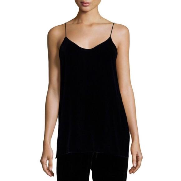 Theory Odette B Fixture Matte Black Velvet Cami - Picture 1 of 8